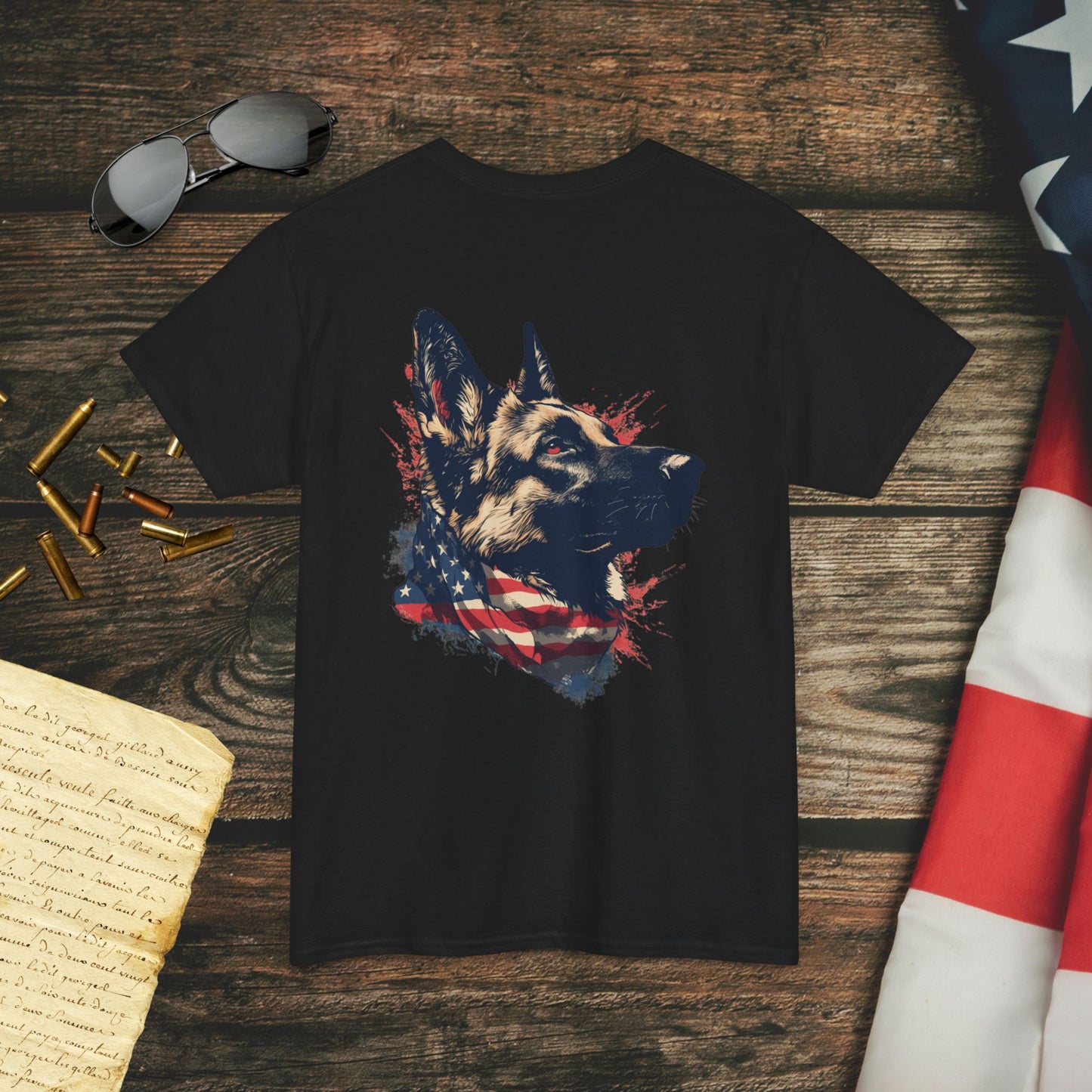 Loyal Patriotic German Shepherd (Back) T-Shirt