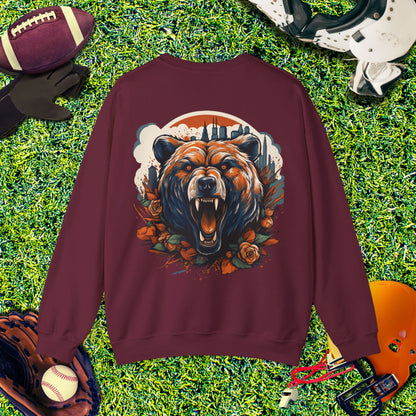 Chicago Bears Skyline Roaring Bear (Back) Crewneck Sweatshirt