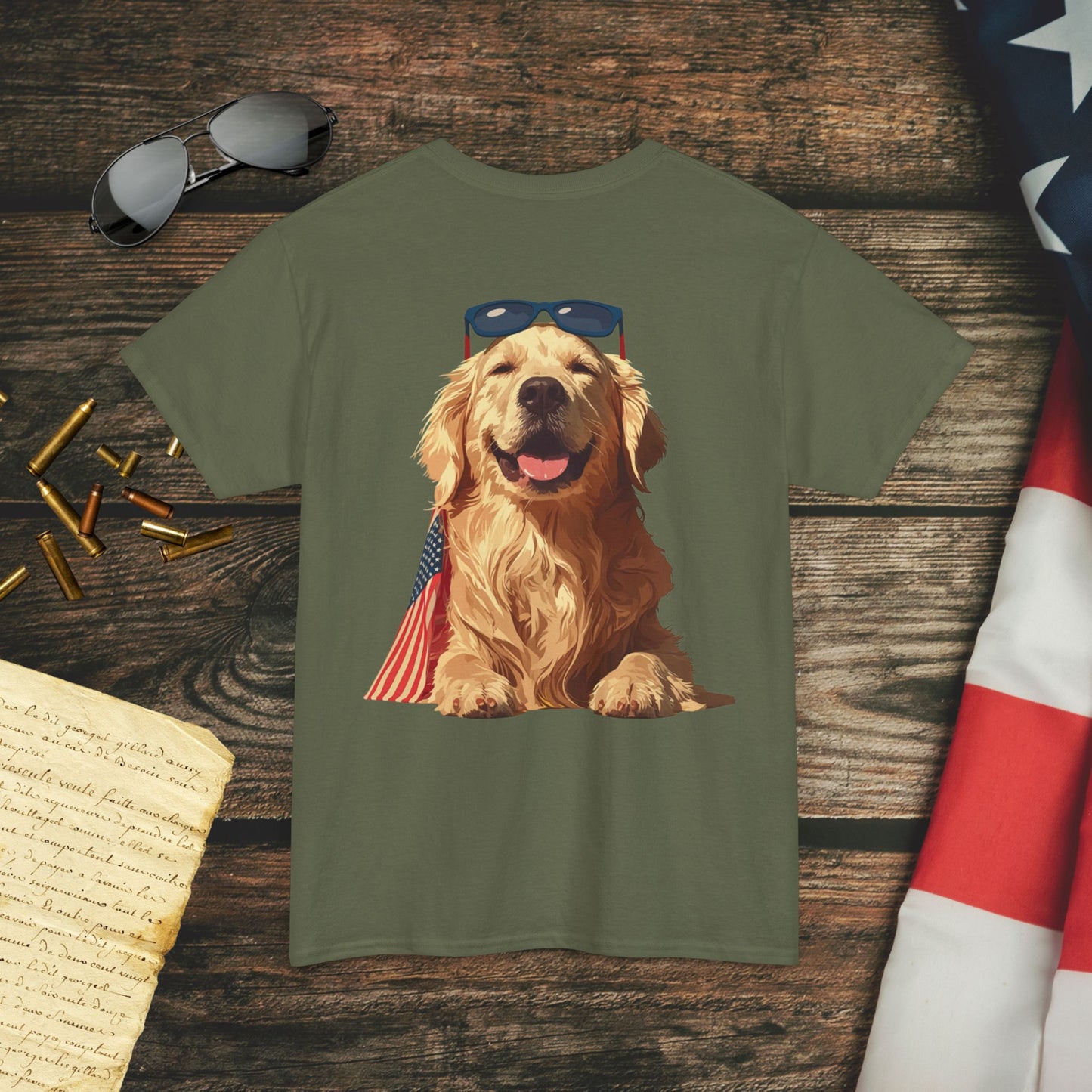 Patriotic Pupper Stars & Stripes Doggo (Back) T-Shirt