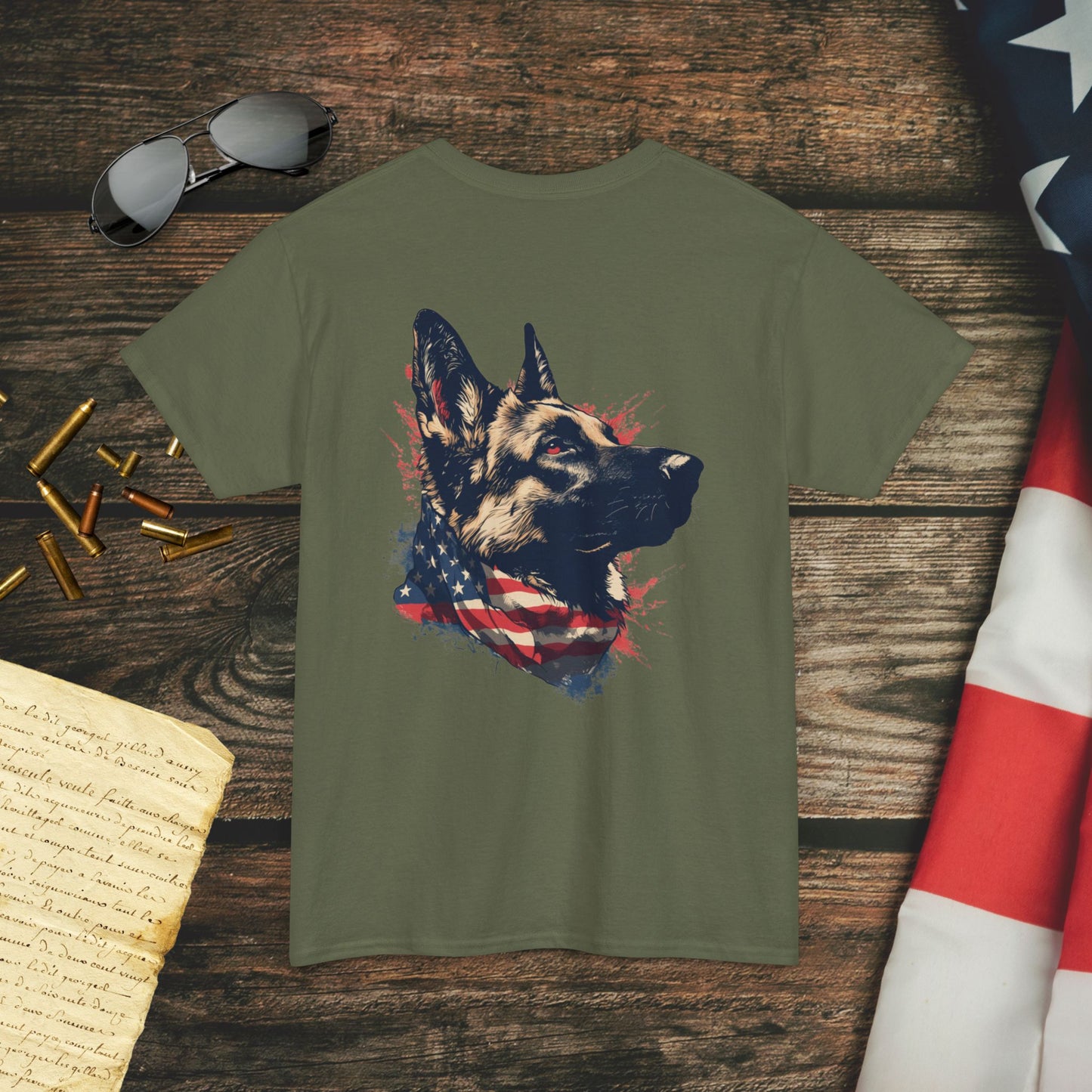 Loyal Patriotic German Shepherd (Back) T-Shirt