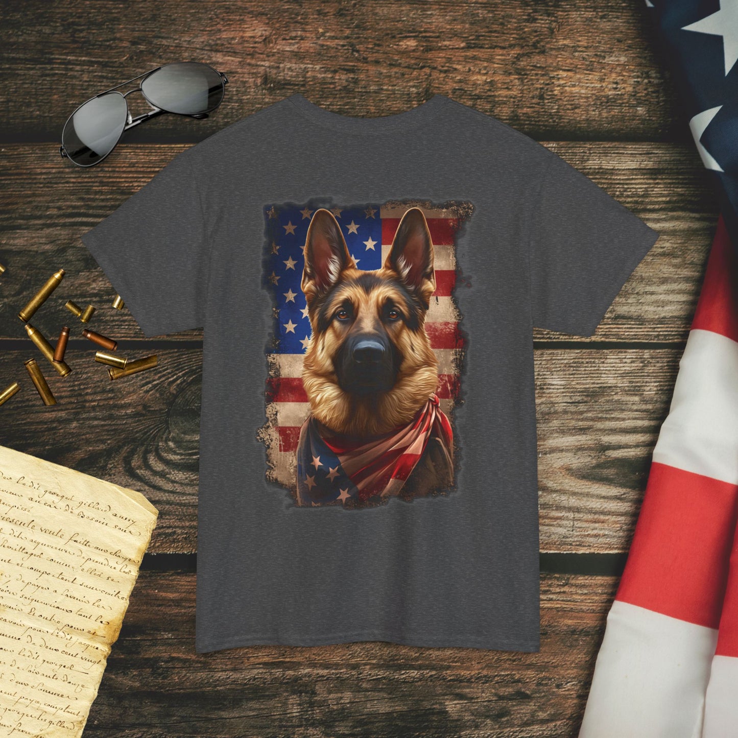 Liberty Pup Patriotic German Shepherd (Back) T-Shirt