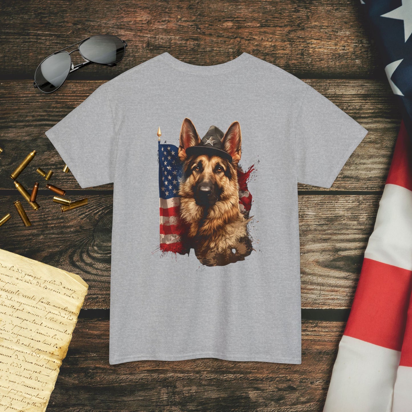 Patriotic German Shepherd (Back) T-Shirt