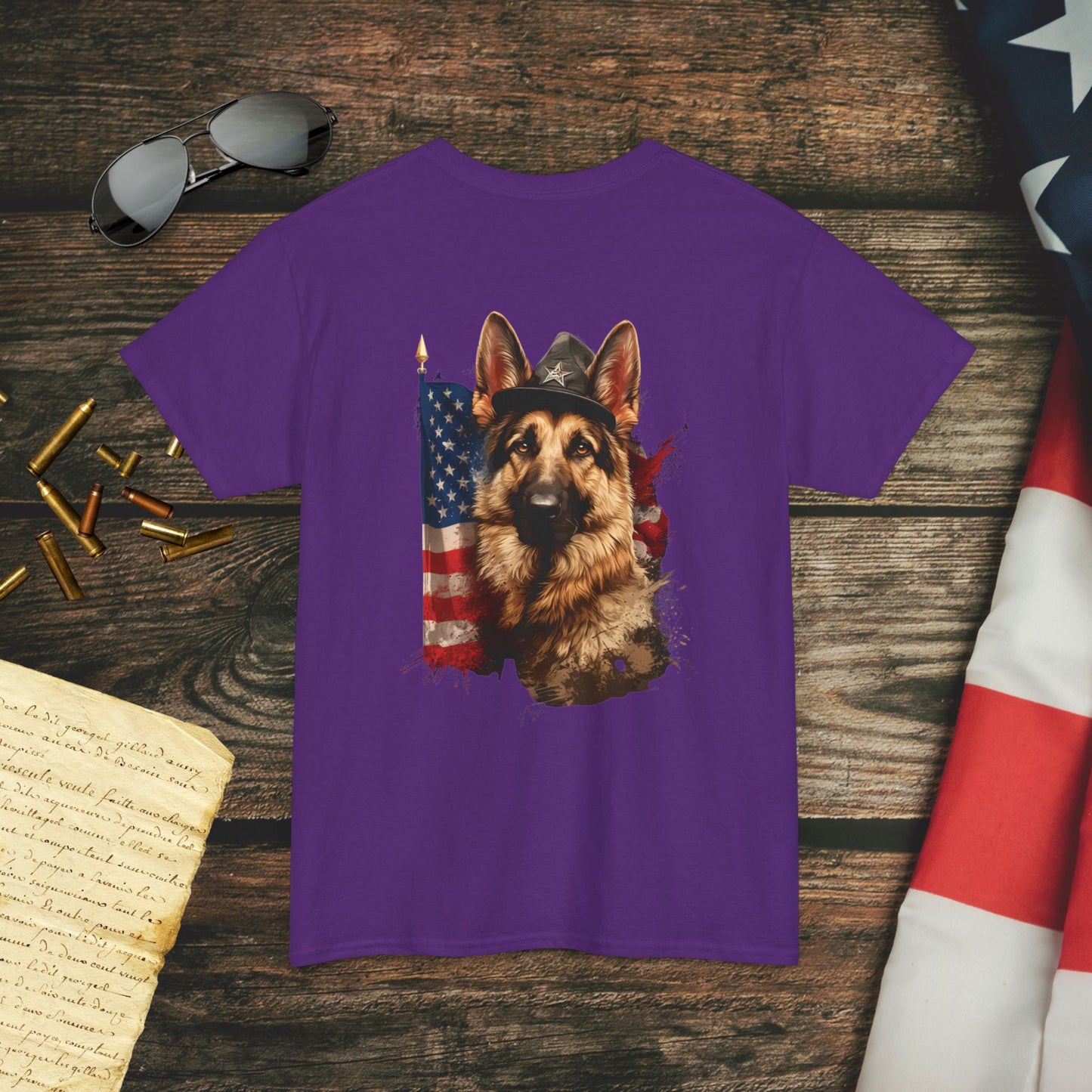 Patriotic German Shepherd (Back) T-Shirt