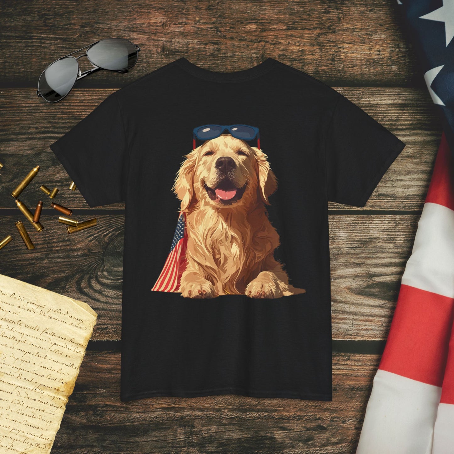 Patriotic Pupper Stars & Stripes Doggo (Back) T-Shirt