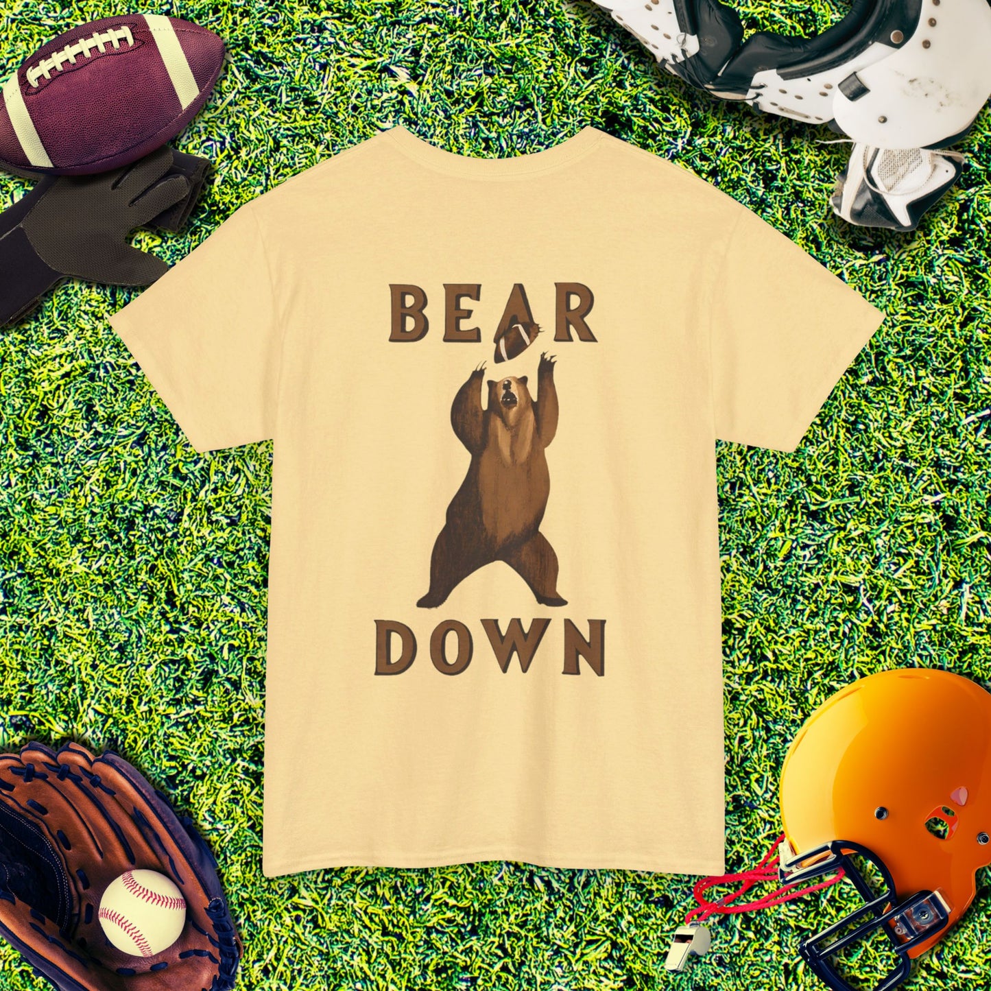 Chicago Bears Bear Down Football (Back Print) T-Shirt