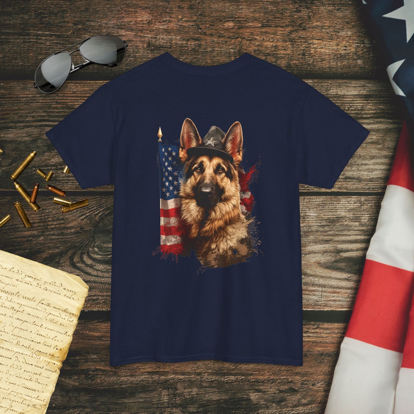 Patriotic German Shepherd (Back) T-Shirt