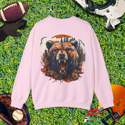 Chicago Bears Skyline Roaring Bear (Back) Crewneck Sweatshirt