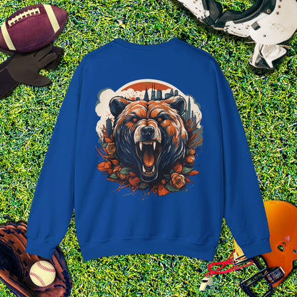 Chicago Bears Skyline Roaring Bear (Back) Crewneck Sweatshirt