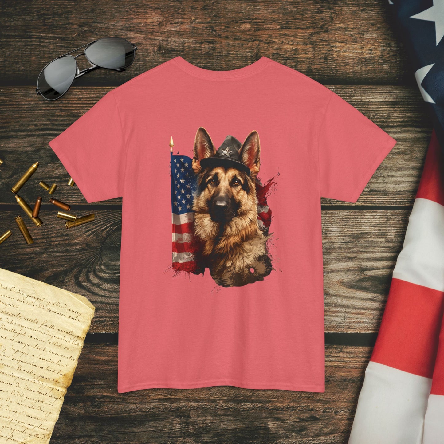 Patriotic German Shepherd (Back) T-Shirt