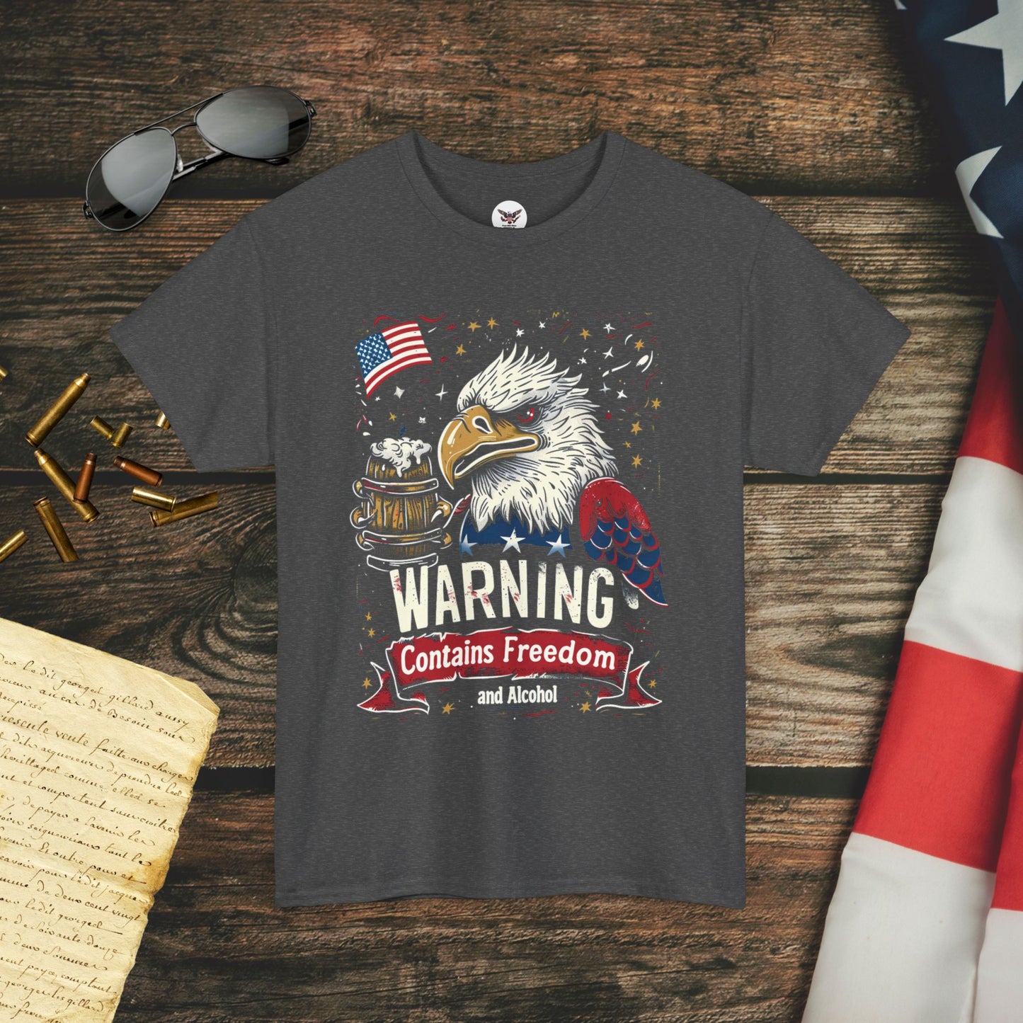 WARNING: Contains Freedom and Alcohol T-Shirt