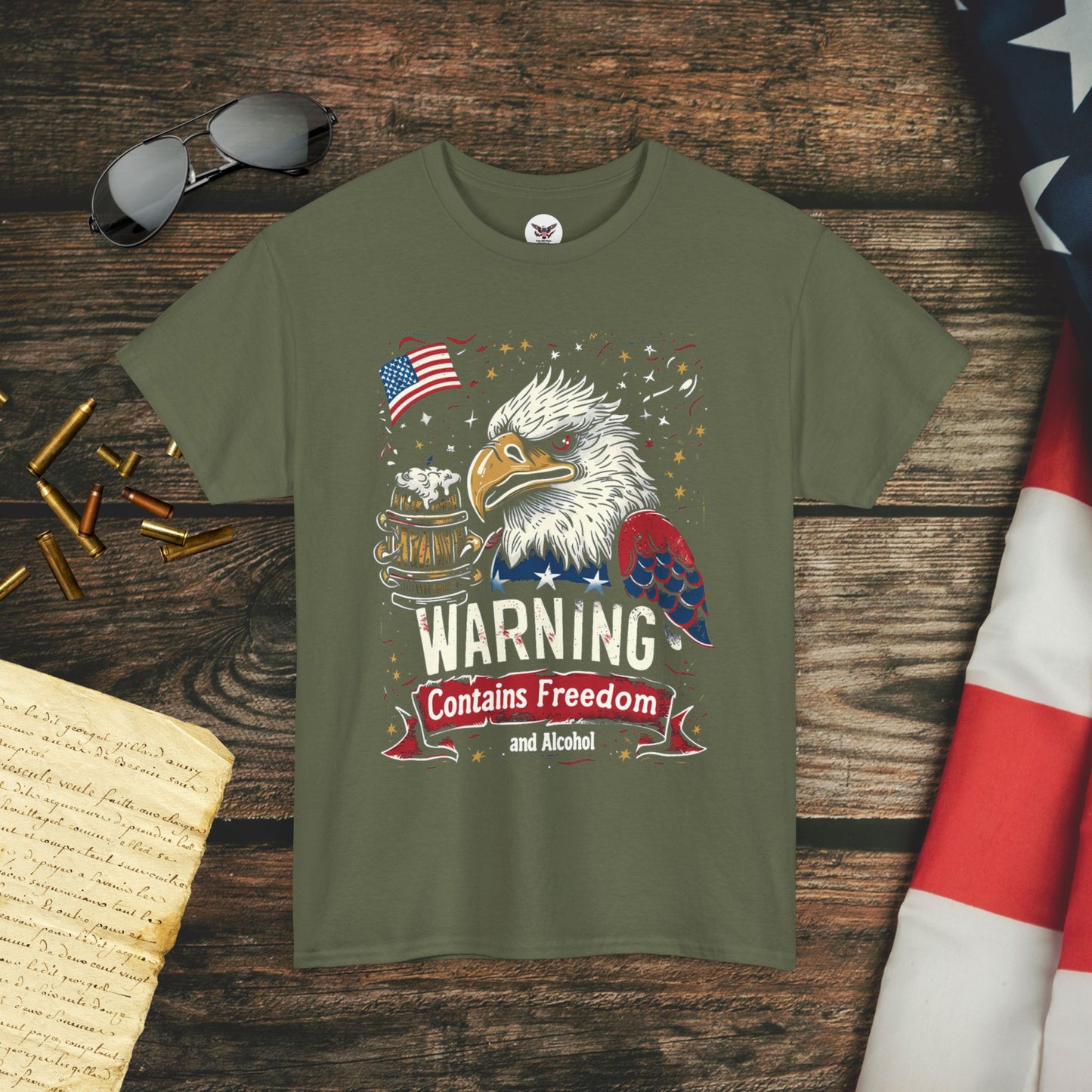 WARNING: Contains Freedom and Alcohol T-Shirt