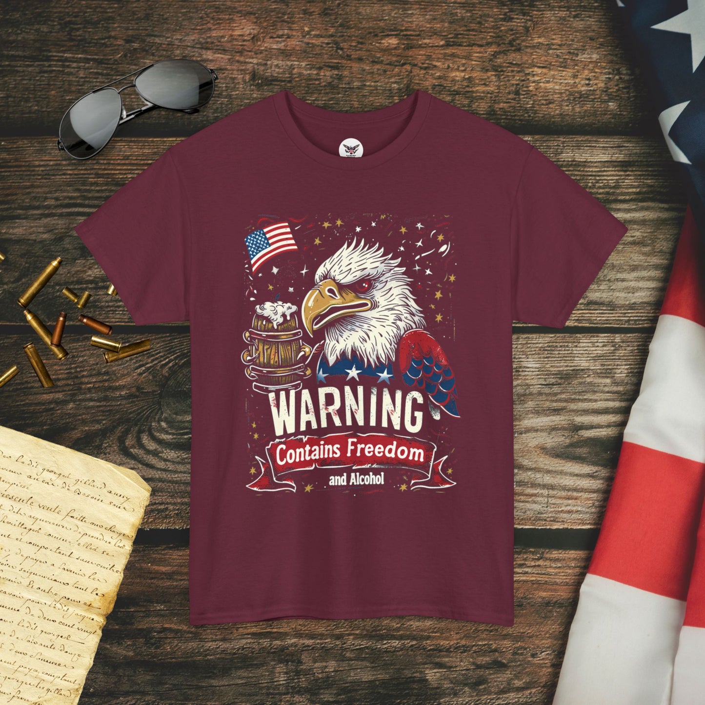 WARNING: Contains Freedom and Alcohol T-Shirt