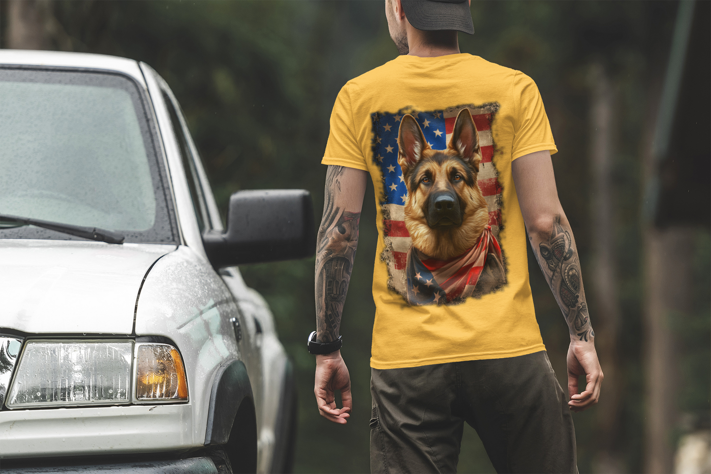 Liberty Pup Patriotic German Shepherd (Back) T-Shirt