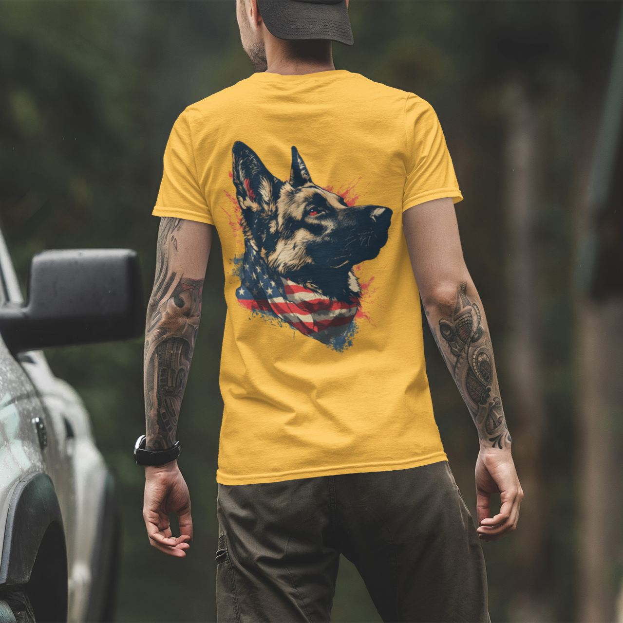 Loyal Patriotic German Shepherd (Back) T-Shirt