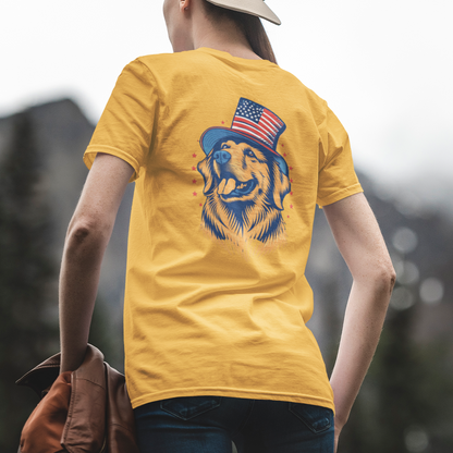 Golden Patriotic Pup (Back) T-Shirt