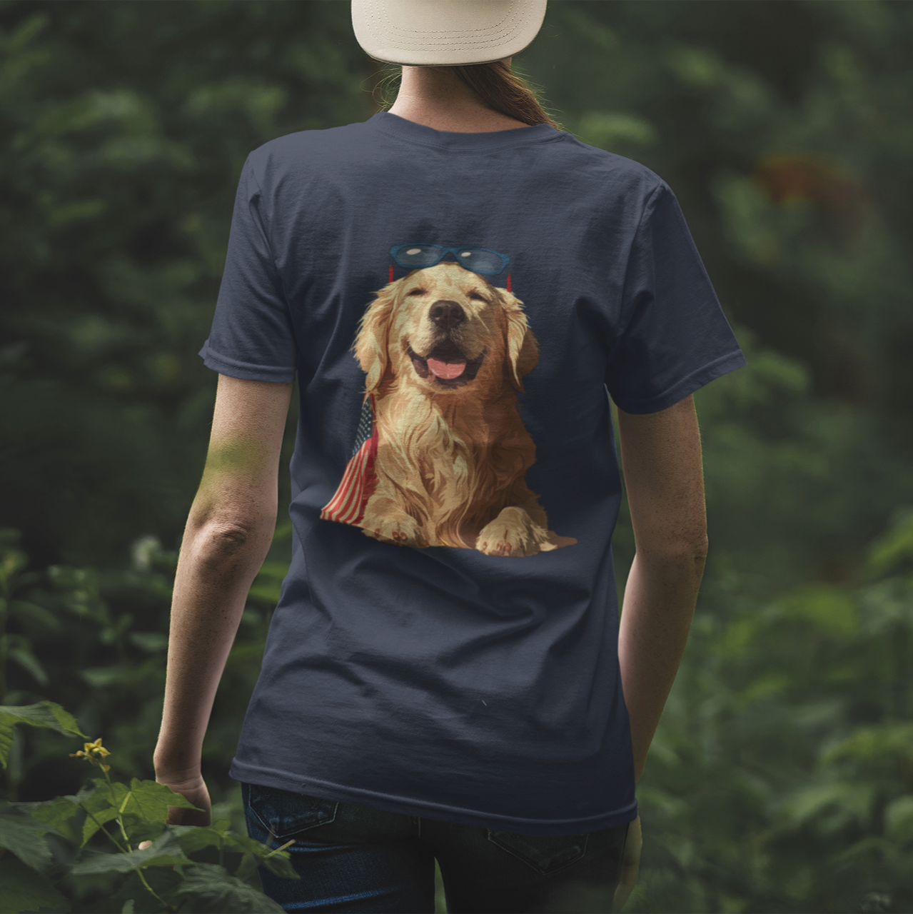 Patriotic Pupper Stars & Stripes Doggo (Back) T-Shirt