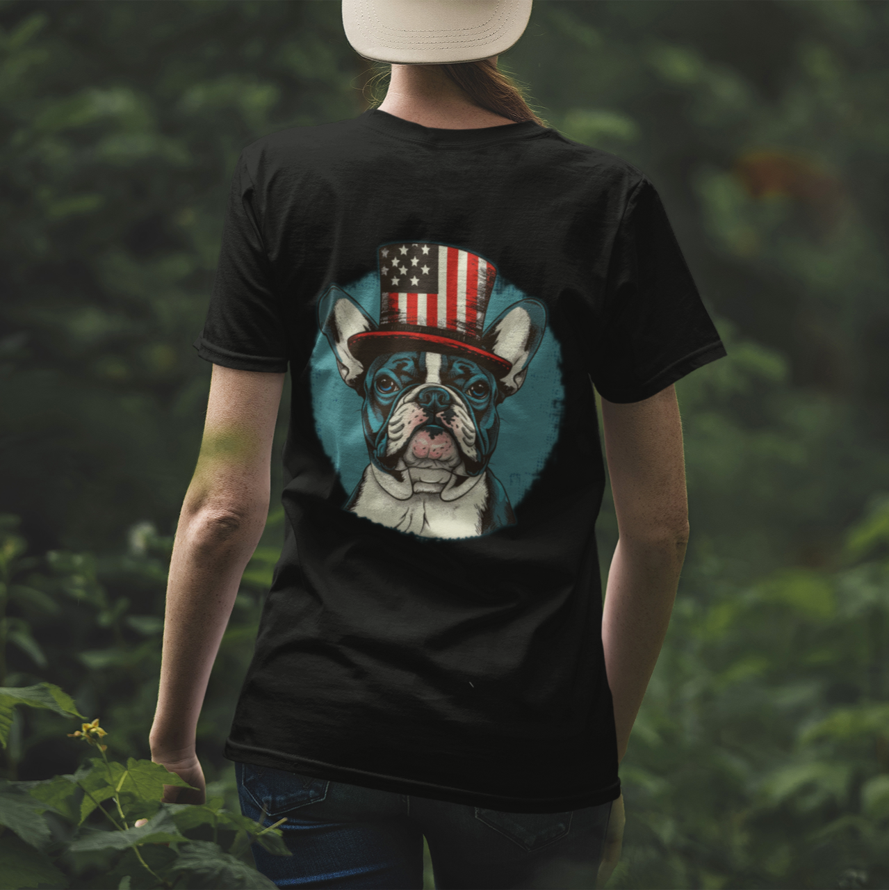 Stars & Stripes Frenchie (Back) T-Shirt