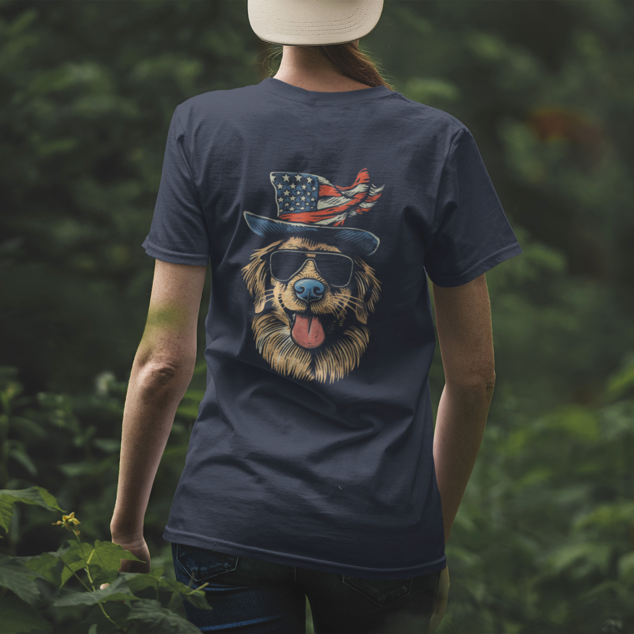 Stars & Stripes Doggo (Back) T-Shirt