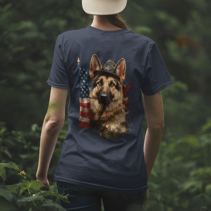 Patriotic German Shepherd (Back) T-Shirt