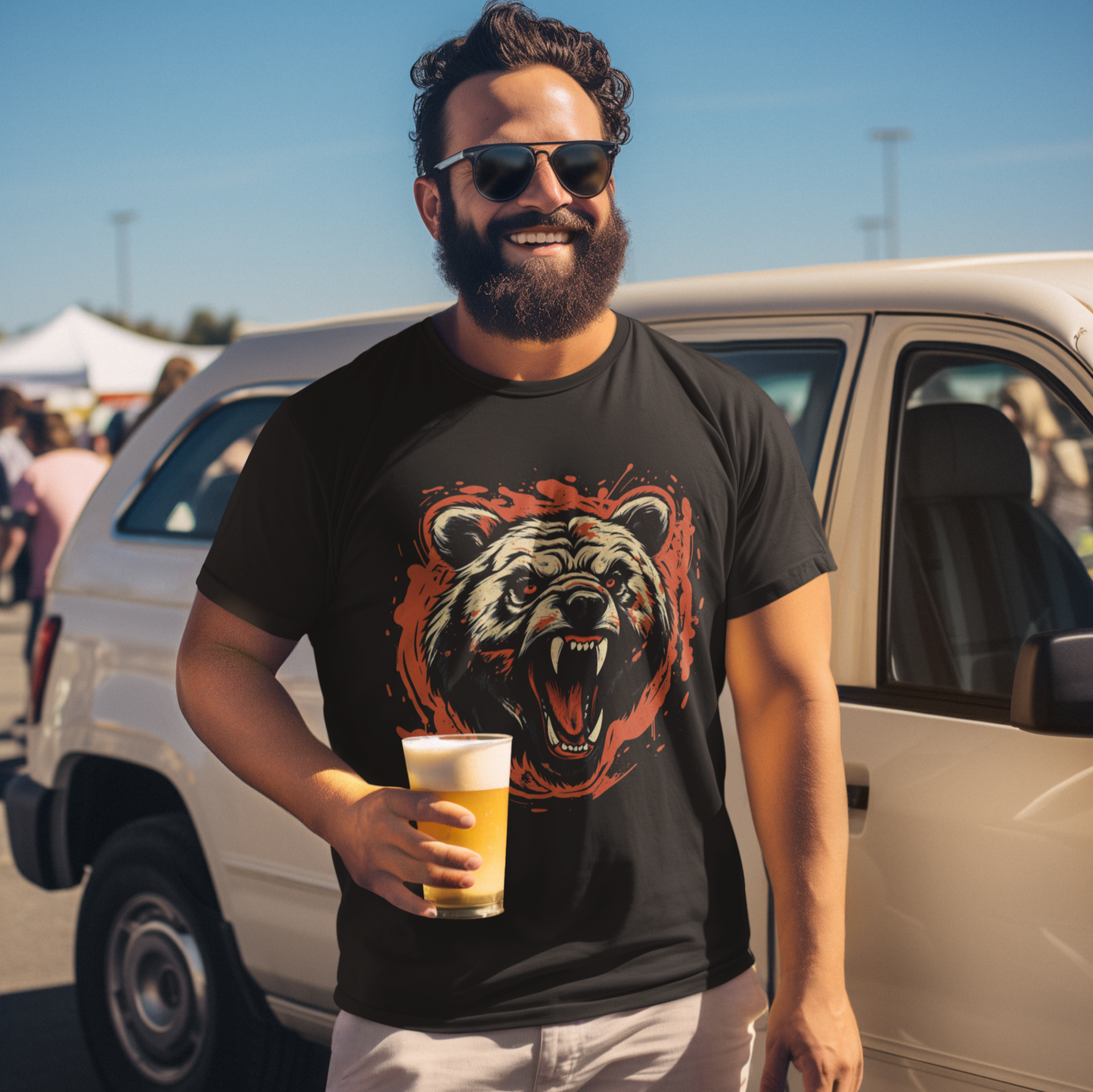 Intense Chicago Bears Roaring Bear T-Shirt